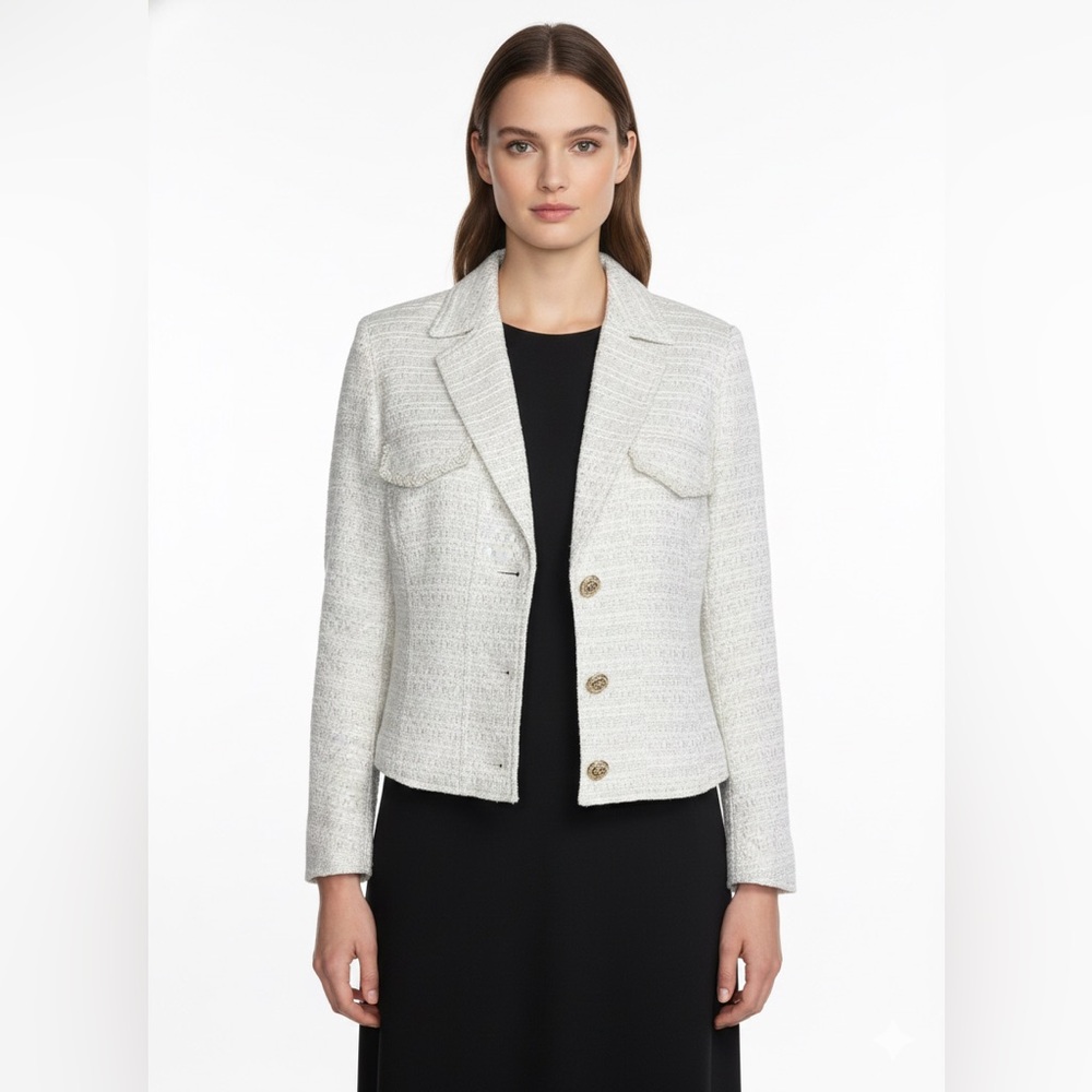 Halogen Ivory White w/Gold Threads Blazer Size 12